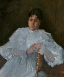 Fille en blanc, vers 1890