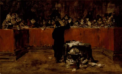 Esquisse pour un tableau - Colomb devant le Conseil de Salamanque (B) (Christophe Colomb devant le Conseil espagnol)