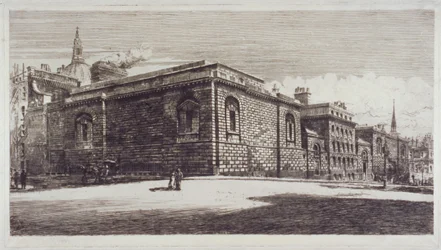Vue de la Prison de Newgate, Old Bailey, depuis Newgate Street, City de Londres, vers 1900