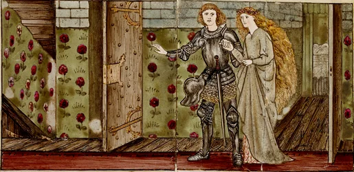 Seize carreaux formant huit illustrations du conte 