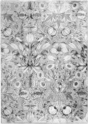 Papier peint motif lys et grenade, 1887-1934