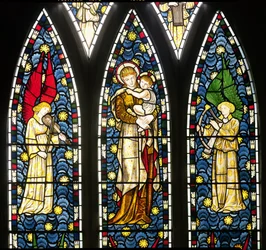 Madone et Enfant avec deux anges, moitié supérieure de la fenêtre des Anges (détail)