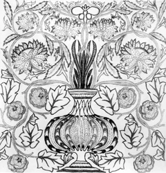 « Le pot de fleurs », panneau brodé conçu par William Morris (1834-96) et exécuté par May Morris
