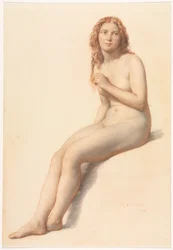 Nu féminin, assis, vue de trois quarts de face, 1859