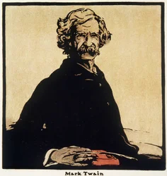 Portrait de Mark Twain (1835-1910) écrivain américain - Dessin de William Nicholson (1872-1949)