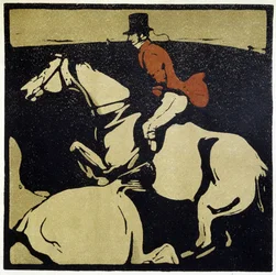 À cheval : Homme à cheval - par William Nicholson (1872-1949)