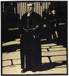 École, Londres - Illustration de William Nicholson (1872-1949) dans "Types of London"