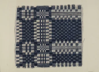 Tissu fait main bleu et blanc, vers 1937