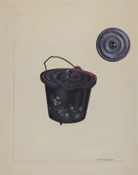 Bouilloire en fer jouet pour enfant, vers 1937