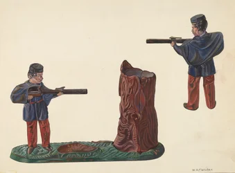 Banque de soldat de la guerre civile et tronc d