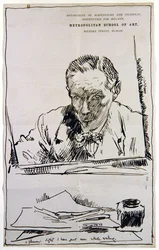 Autoportrait regardant dans un miroir