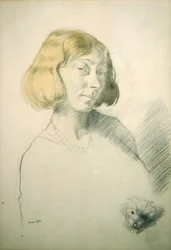 Vera Hone et son chien, vers 1912