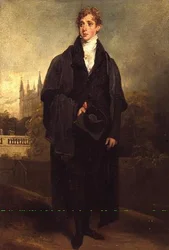 Portrait de Henry Townley (1769-1825) en tenue académique, Merton College, Oxford possiblement en arrière-plan