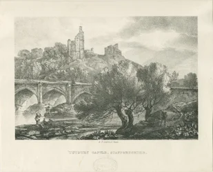 Château de Tutbury - Vue sud: zincographie, nd [début du 19ème siècle]
