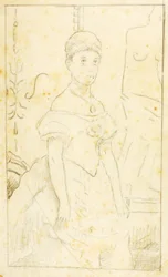 Dame en robe de soirée avec figure de la Vénus de Milo