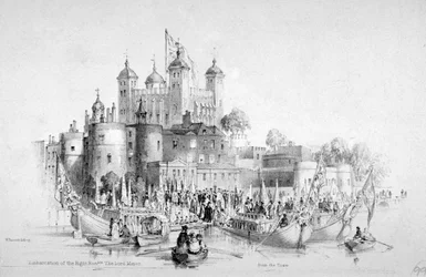 Le Lord Maire Thomas Johnson et son entourage embarquant de la Tour de Londres, 1840
