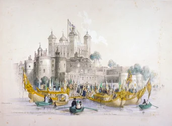 Le Lord Maire Thomas Johnson et son entourage embarquant de la Tour de Londres, 1840
