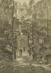 Vue de la chapelle dans le jardin de Strawberry Hill, gravée par Godfrey, 1784