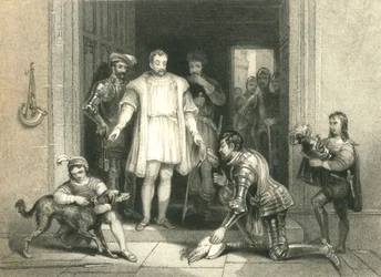 Faux hommage de Bolingbroke à Richard II, au château de Flint, 1836