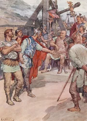 Marius et les ambassadeurs des Cimbres (lithographie en couleur)