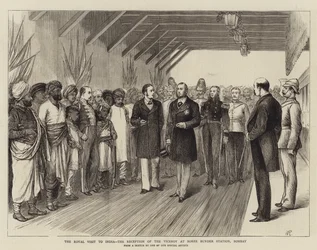 La visite royale en Inde, la réception du vice-roi à la gare de Boree Bunder, Bombay