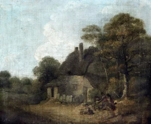 Cottage de campagne avec personnages