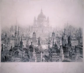Ville de rêve des bâtiments de Christopher Wren
