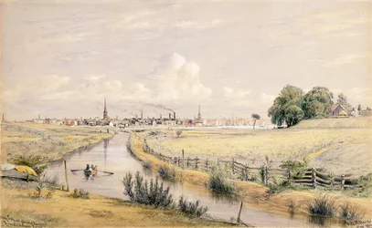 Jersey City avec un aperçu de New York depuis le canal de Bergen, 1854