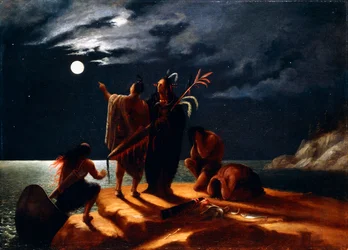 Indiens observant une éclipse lunaire, vers 1848-50