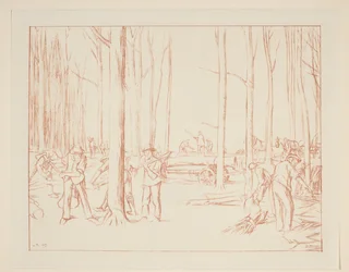 Travailleurs forestiers dans une forêt (La Grande Guerre: les efforts et idéaux de la Grande-Bretagne)