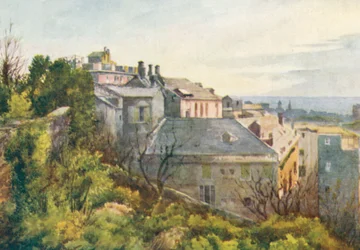 Gênes, depuis le Corso Magenta (lithographie couleur)