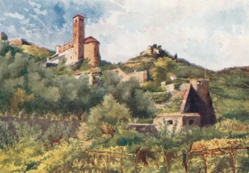 Vieux murs, Vintimille, et église de S. Michele (lithographie couleur)