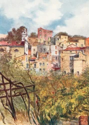 Partie de la vieille ville de San Remo (lithographie couleur)