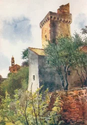 Tour de Bergeggi (lithographie couleur)