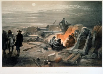 Une nuit tranquille dans les batteries, 1855