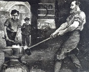 Gravure Dépeignant le Forgeron du Village