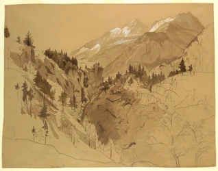 Dessin, montagnes près de Meiringen, Suisse, 1856