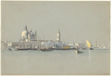 Vue sur le canal de la Giudecca vers la Salute et le campanile de San Marco