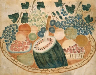 Fruits sur un plateau, vers 1840 (aquarelle sur velours (peinture théorique))