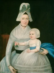 Mère et enfant en blanc, vers 1790 (huile sur toile)