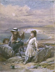 Deux filles et un garçon avec des algues