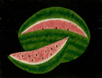 Pastèque, milieu du 19e siècle (peinture inversée sur verre)