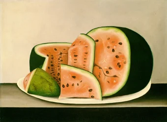 Pastèque sur une assiette, milieu du XIXe siècle (huile sur toile)