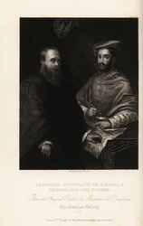 Portrait de Sebastiano del Piombo, peintre italien de la Haute Renaissance et des débuts du maniérisme, vers 1485-1547, avec le cardinal Ippolito de