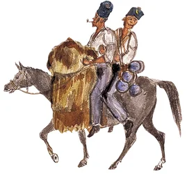 Une corvée de fourrage « Bono Johnny », guerre de Crimée, vers 1854-1856