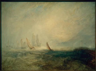 Bateaux de pêche ramenant un navire en panne au port Ruysdael