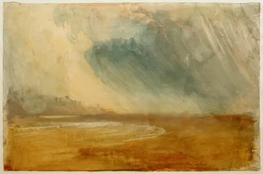 Nuages de pluie balayant une plage : peut-être près du château de Dunstanbrough