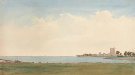 Château de Porchester : Vue du village de Porchester regardant à travers l