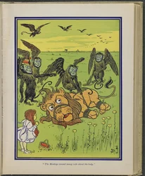 Les singes enroulaient de nombreuses bobines autour de son corps", illustration tirée de "Le merveilleux magicien d