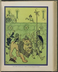 "Le soldat aux moustaches vertes les a conduits à travers les rues", illustration tirée du "Magicien d
